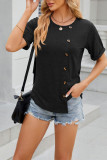 Plain Side Button Jersey Top