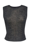 Plain See Thru Knit Tank Top