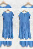 Blue Splicing Ruffle Dress