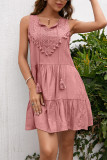 Sleeveless Plain Crochet Dress