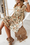 Ruffle Sleeves Floral Print Dress