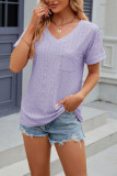 V Neck Eyelet Plain Top