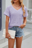 V Neck Eyelet Plain Top