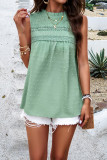 Plain Frill Smocked Splicing Lace Tank Top