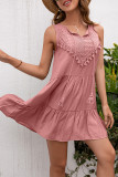 Sleeveless Plain Crochet Dress