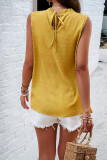 Plain Frill Smocked Splicing Lace Tank Top