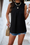 Plain Frill Smocked Splicing Lace Tank Top