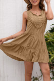 Sleeveless Plain Crochet Dress
