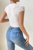 Plain Lace Open Bust Crop Top
