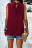 Plain Frill Smocked Splicing Lace Tank Top