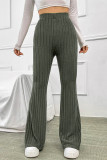 Plain Rib High Waist Bell Pants