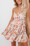 Floral Print Spaghetti Splicing Dress