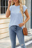 Plain Texture Scallop Short Sleeves Top