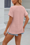 V Neck Eyelet Plain Top