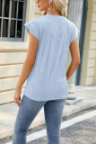 Plain Texture Scallop Short Sleeves Top
