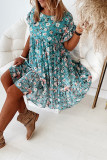 Ruffle Sleeves Floral Print Dress
