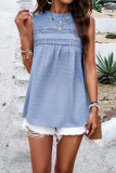Plain Frill Smocked Splicing Lace Tank Top