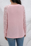 Lace Crochet Sleeves Waffle Top