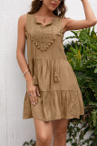 Sleeveless Plain Crochet Dress