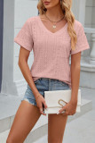 V Neck Eyelet Plain Top