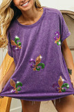Mardi Gras Sequin Embroidery Top