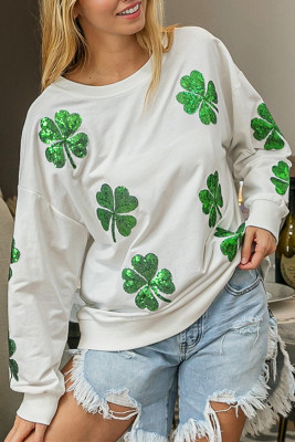 Lucky St.Patrick's Day Sequin Patchwork Sweatshirt