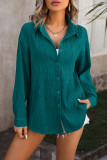 Plain Texture Button Up Blouse