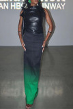 Plain Funnel Sleeveless Leather Top