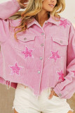 Glitter Stars Raw Hem Corduroy Jacket