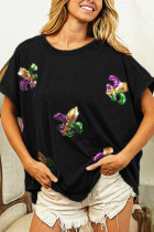 Mardi Gras Sequin Embroidery Top