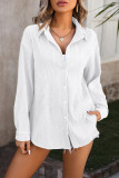 Plain Texture Button Up Blouse
