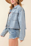 Valentine Heart Raw Hem Denim Jacket