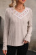 Lace Ribbed Knitting Long Sleeves Top