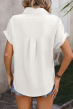 Plain Texture Stripe Button Up Short Sleeves Shirt