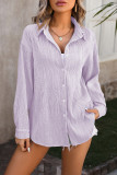 Plain Texture Button Up Blouse