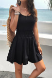 Plain Smocked Waist Spaghetti Strap Swing Dress