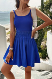 Plain Smocked Waist Spaghetti Strap Swing Dress