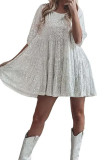 Plain Sequin Ruffles Dress
