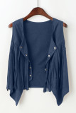 Plain Suede Snap Button Tassel Vest
