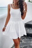 Plain Smocked Waist Spaghetti Strap Swing Dress