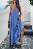 Plain V Neck Spaghetti Strap Maxi Dress