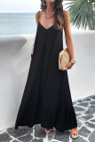 Plain V Neck Spaghetti Strap Maxi Dress