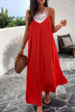 Plain V Neck Spaghetti Strap Maxi Dress