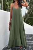 Plain V Neck Spaghetti Strap Maxi Dress