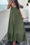Plain V Neck Spaghetti Strap Maxi Dress