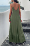 Plain V Neck Spaghetti Strap Maxi Dress