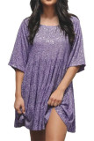 Plain Sequin Ruffles Dress