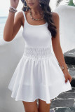 Plain Smocked Waist Spaghetti Strap Swing Dress