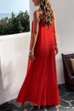 Plain V Neck Spaghetti Strap Maxi Dress