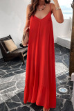 Plain V Neck Spaghetti Strap Maxi Dress